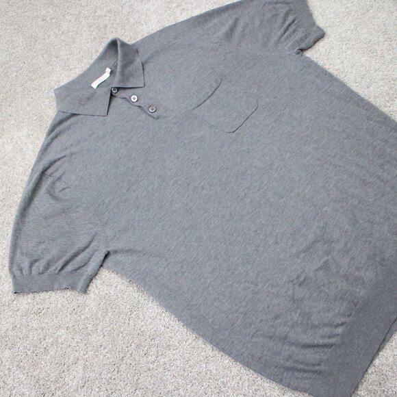 Suitsupply Polo Shirt Mens XL Gray Pure Cotton Short Sleeve w/ Chest Pocket - Picture 6 of 13